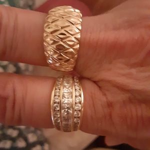 2 ring are 14 karat gold one is size 7 the other 9